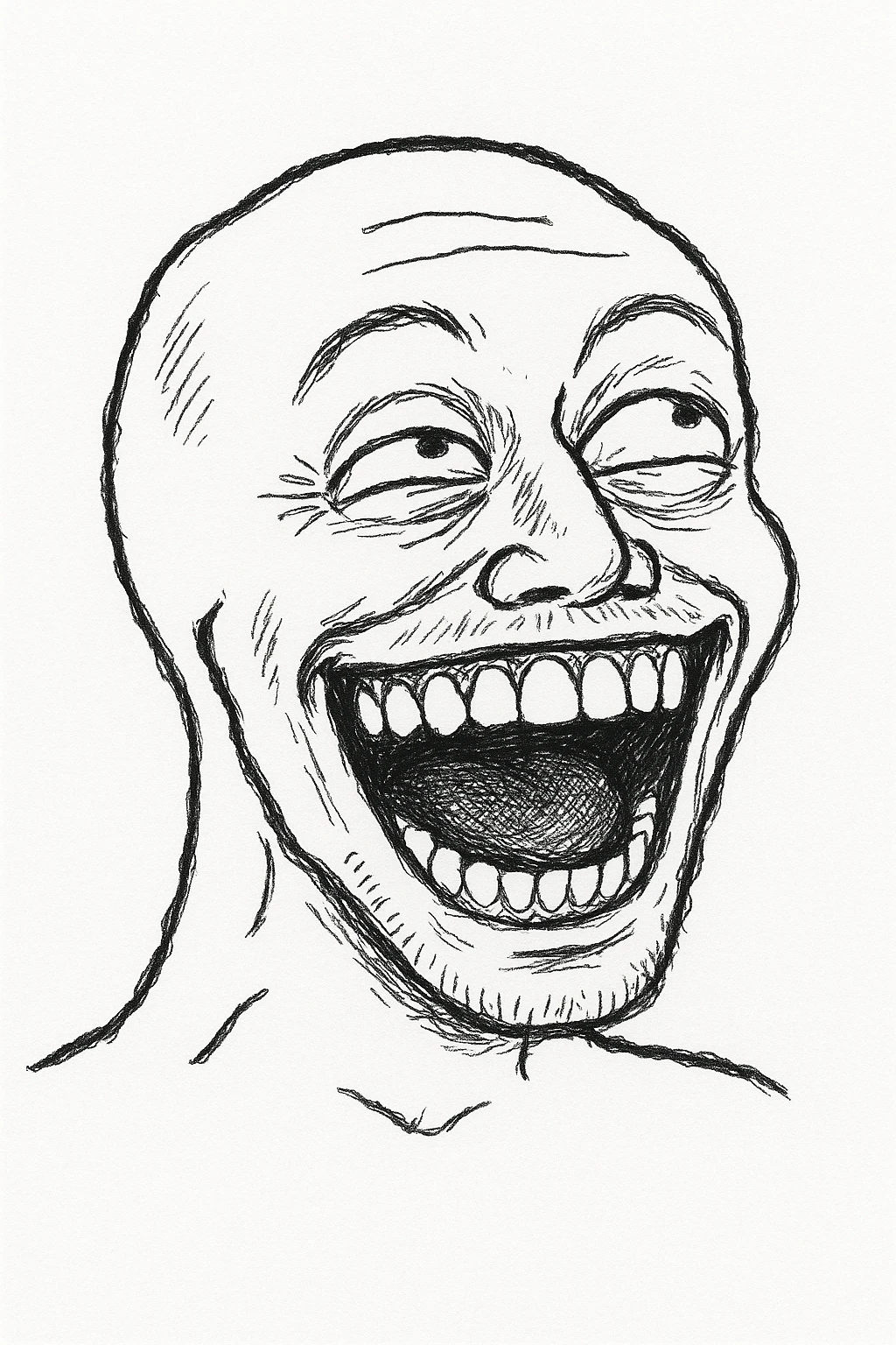 傻笑翻白眼：
"角色露出傻笑，嘴巴大张，眼睛翻白眼，面部肌肉紧张，表情搞笑又略带呆萌感” emoji