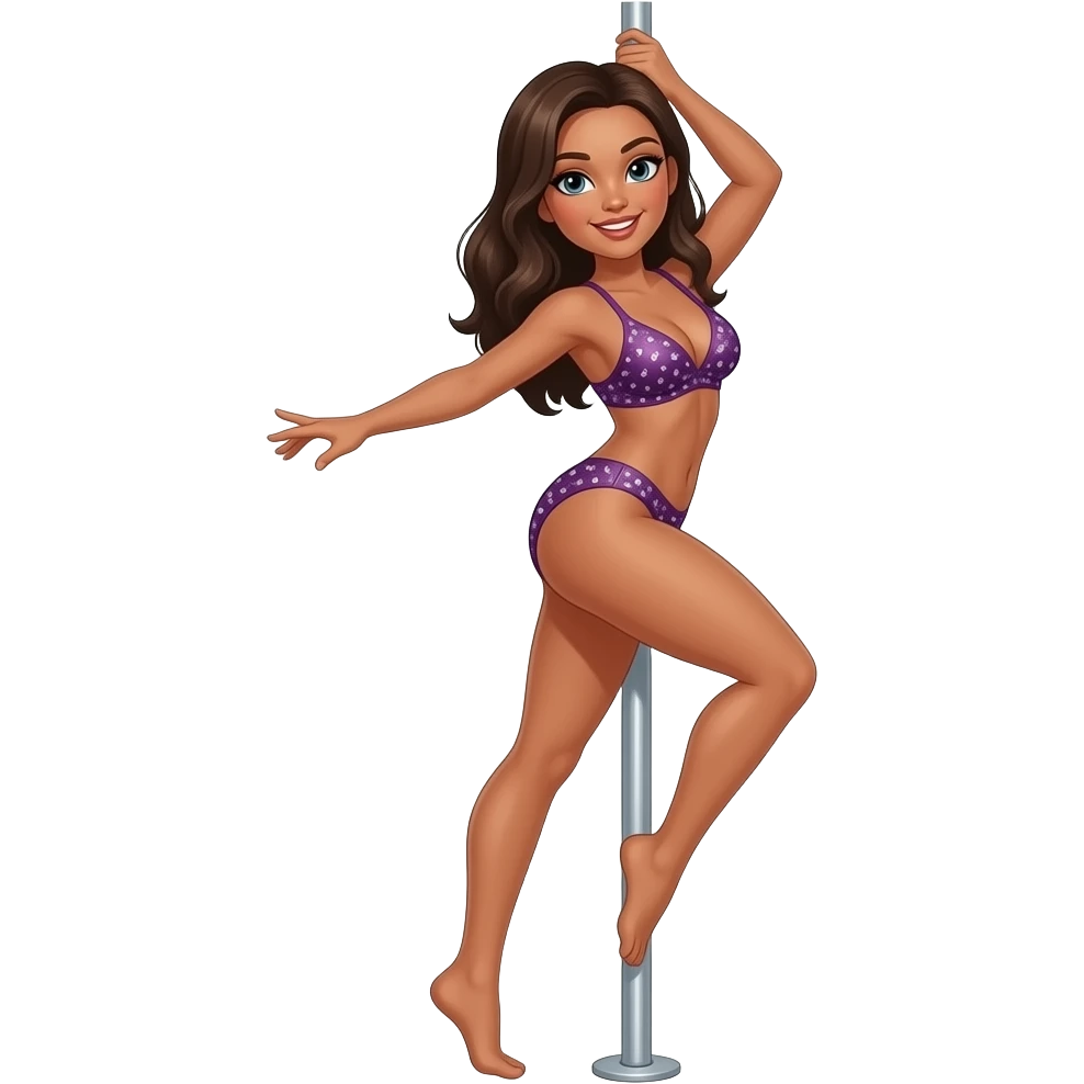 Pole dance brunetka bez butów emoji