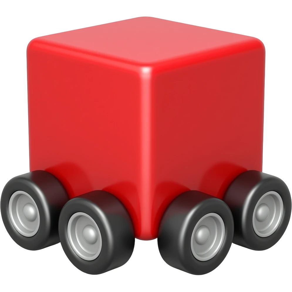 red cube on wheels emoji