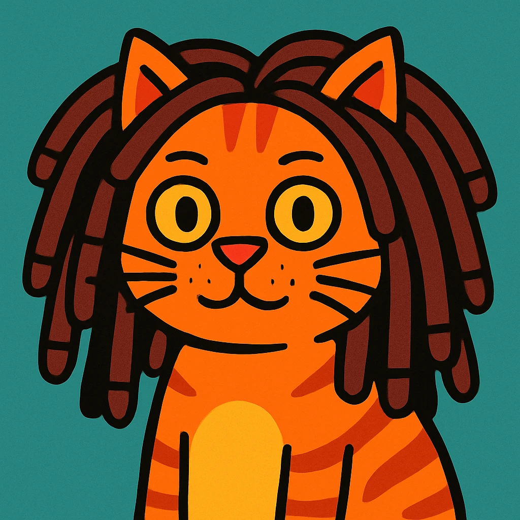 orange cat with dreads emoji