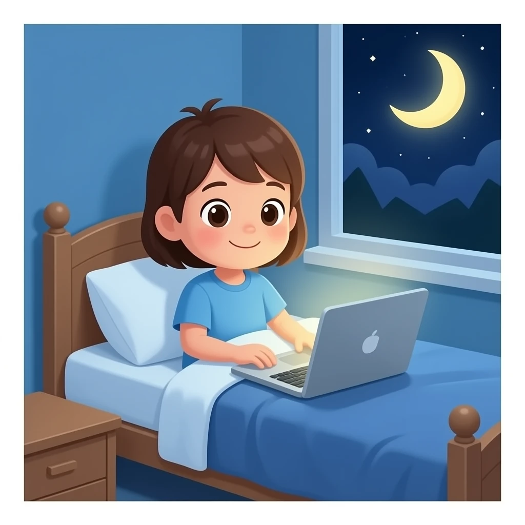 a kid playing in bedroom at night emoji