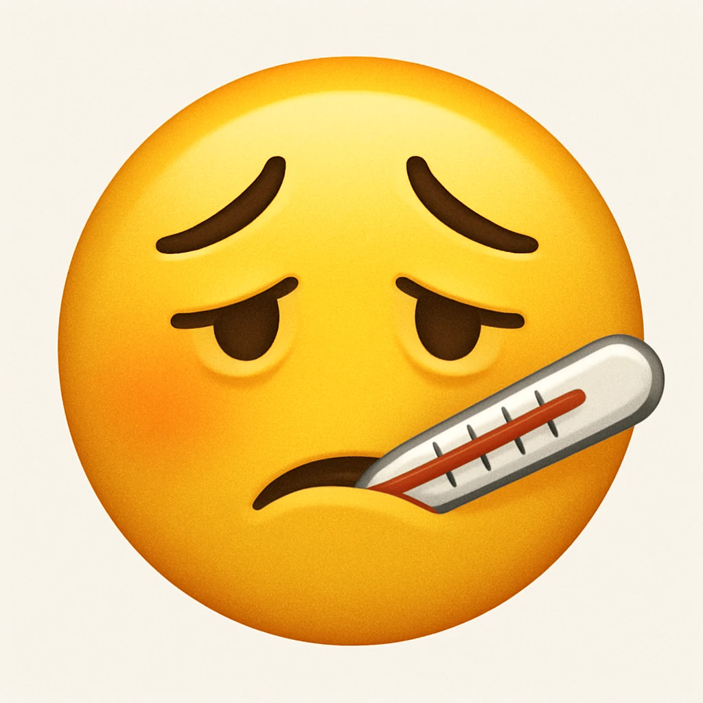 yellow face with medical thermometer emoji