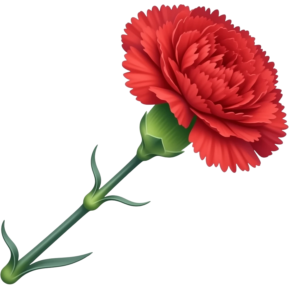 red carnation with  long stem emoji