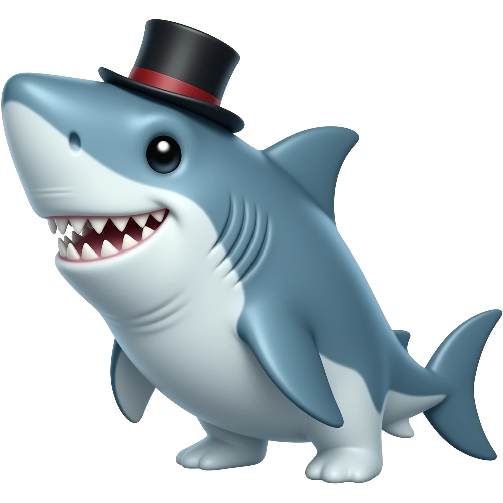 Shark with a top hat emoji