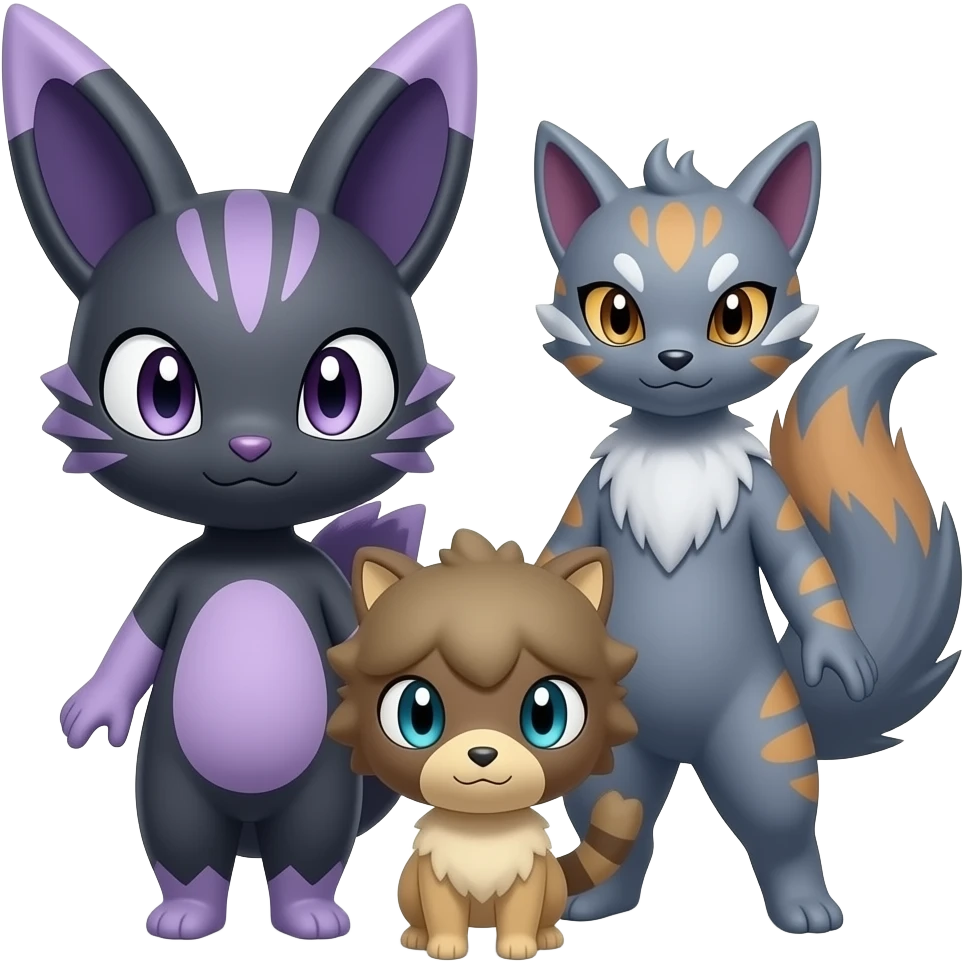 Realistic shiny Wisteria-colored Demonic Furret-Umbreon-Noibat-Litten-Zorua-Pokémon emoji