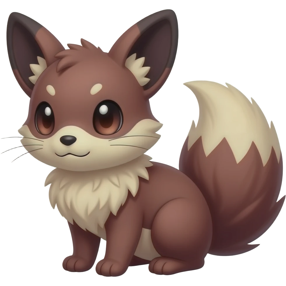 Dark Brownish red soft natural realistic romantic vintage antique divine beautiful elegant pretty precious cute young youthful Fakémon-Pokémon-alien-Furret-feline-rodent-hybrid-creature (full body) emoji