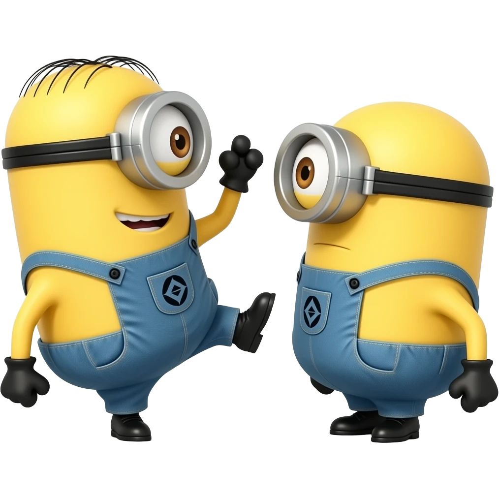 1 bent over second minion Kicking first 1  text bohica emoji