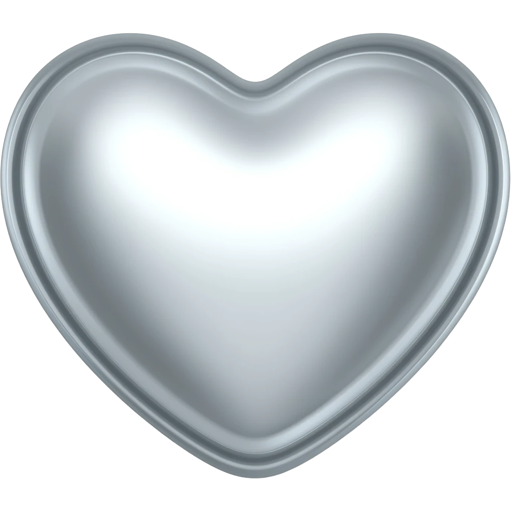 aesthetic heart, chrome glossy, soft light reflection, minimal, clean background, trendy style emoji