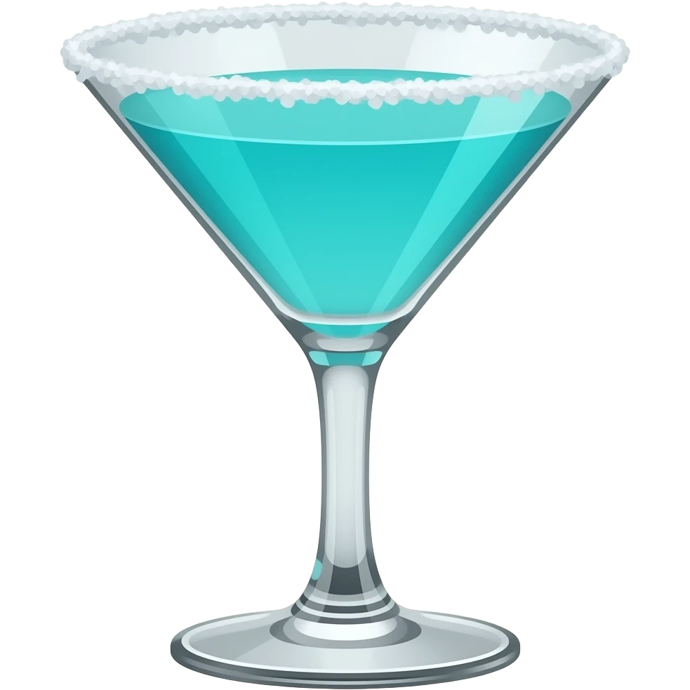 turquoise colored cocktail in martini glass with salts spread on the tip of the glass full around emoji