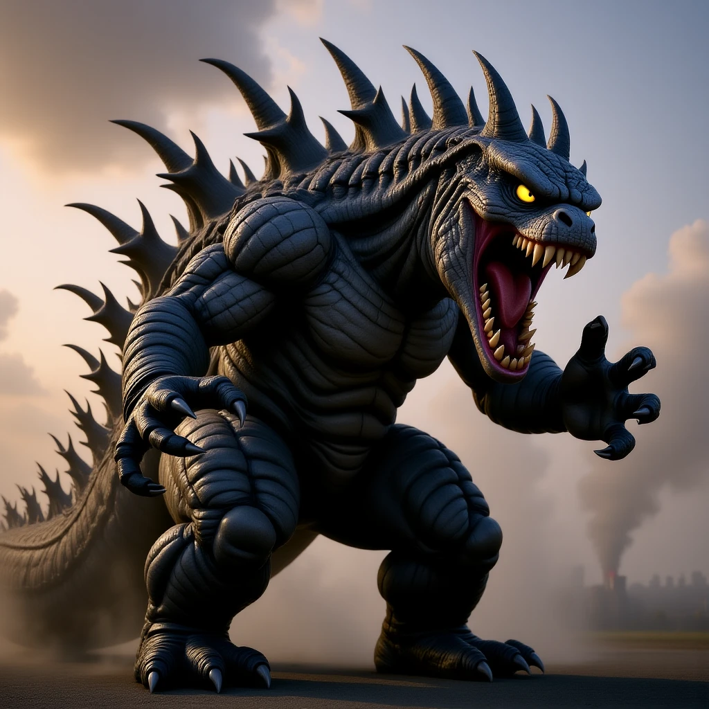 godzilla attackig ny emoji