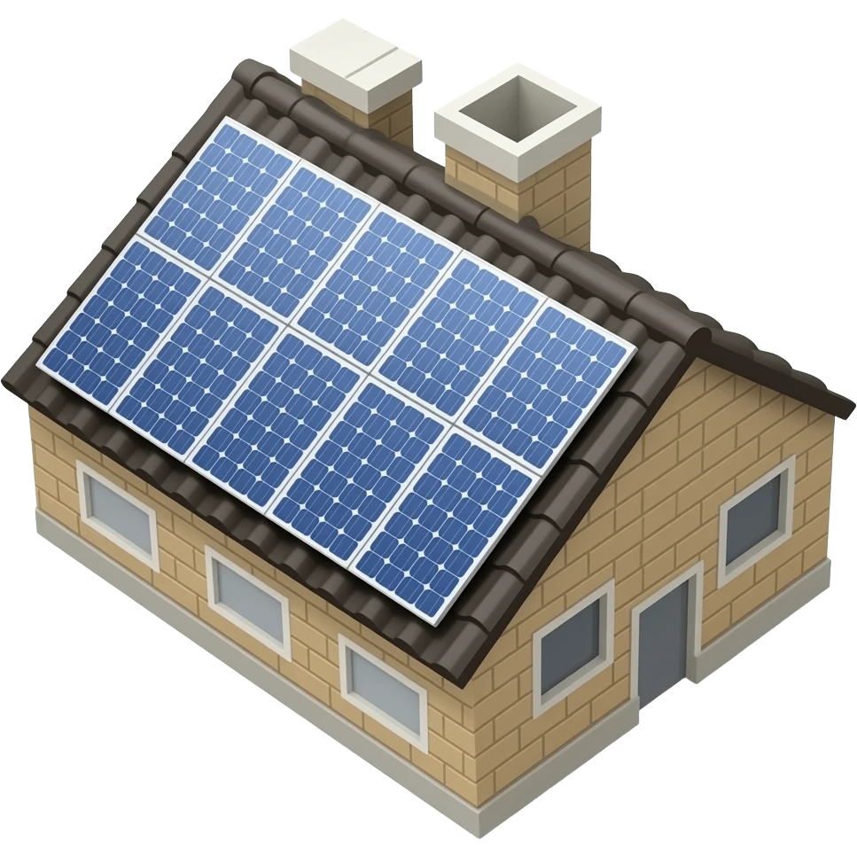 Solar panel installed at roof top of a house make as a emoji which can be used in text emoji
