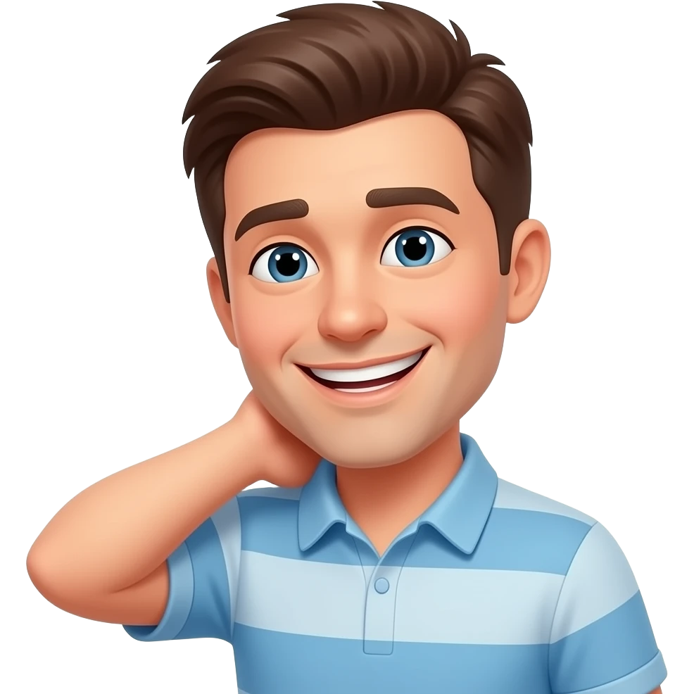 rubbing back of neck and smiling with an awkward shy look emoji