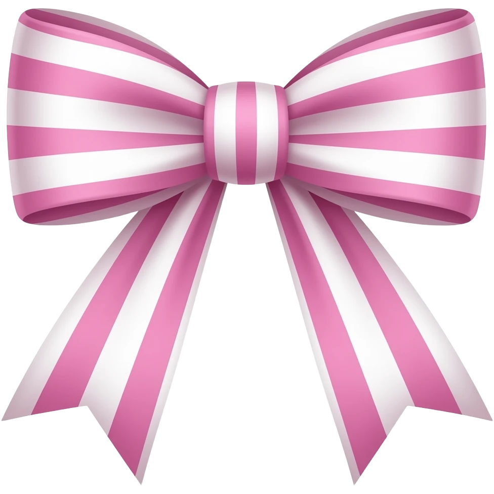 Pink and white horizontal striped bow emoji