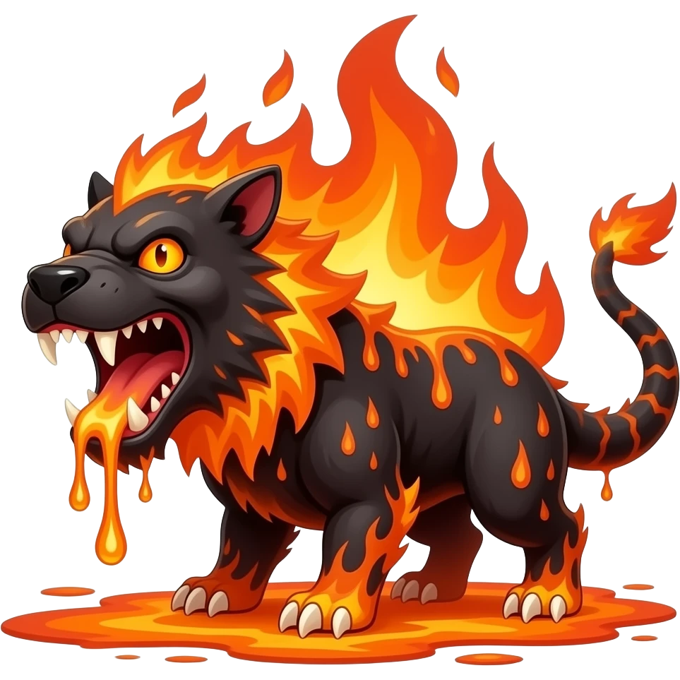 Fire Beast like a monster lava driping from its mouth emoji