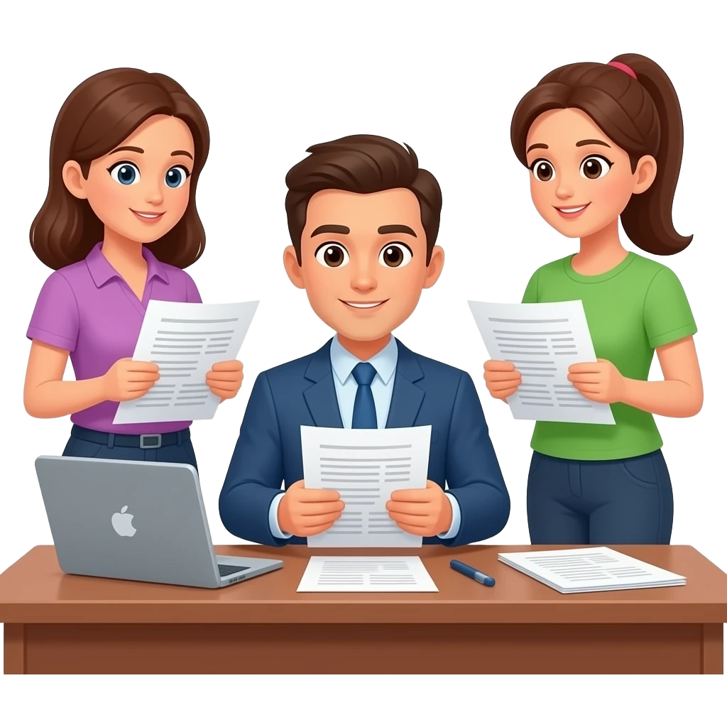 3 people doing reimbursement to finance emoji