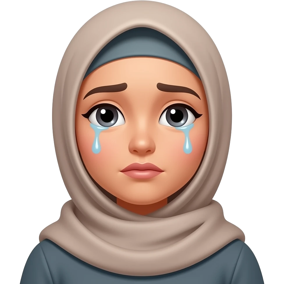 pretty woman wearing hijab crying emoji