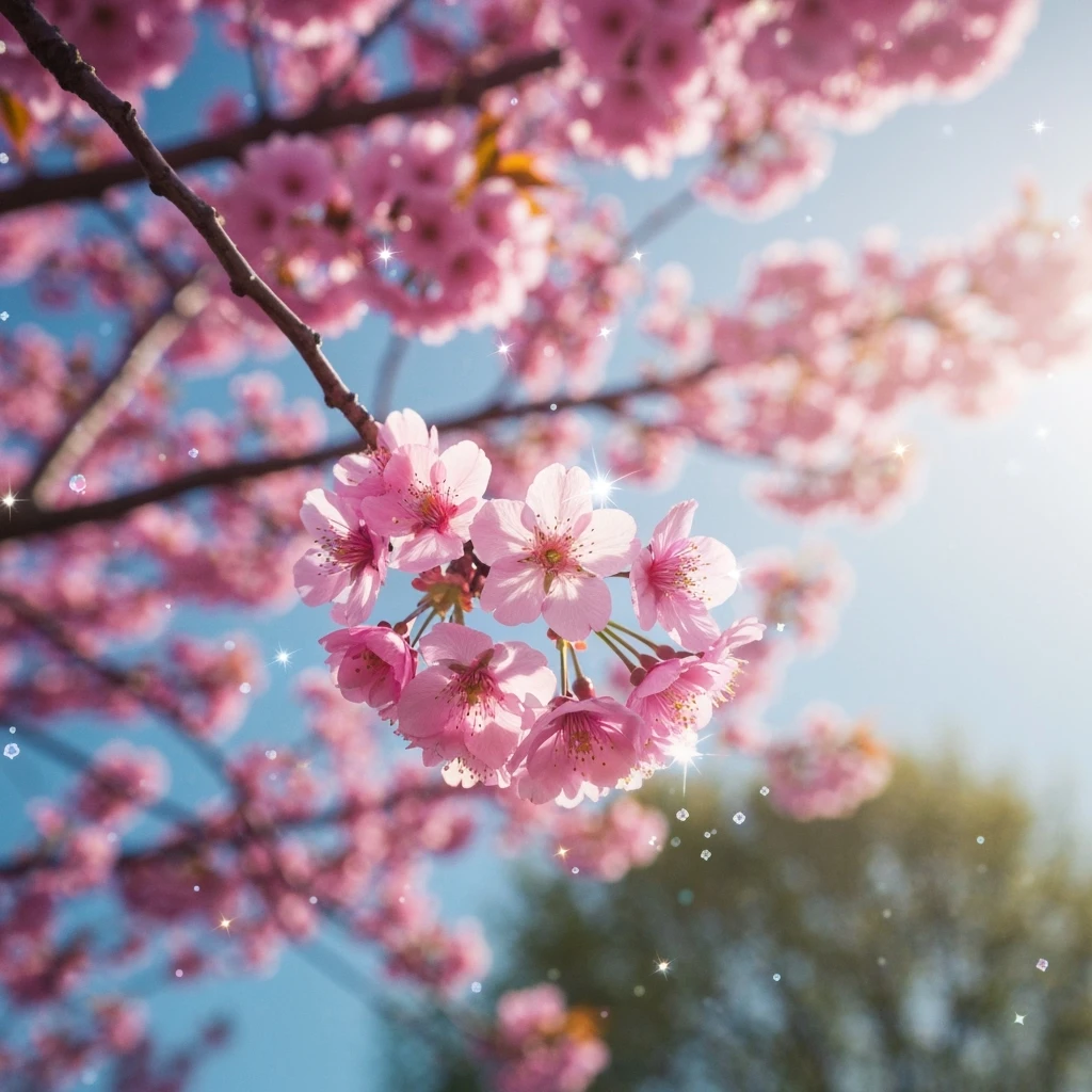 pink cherry blossom with sparkles emoji
