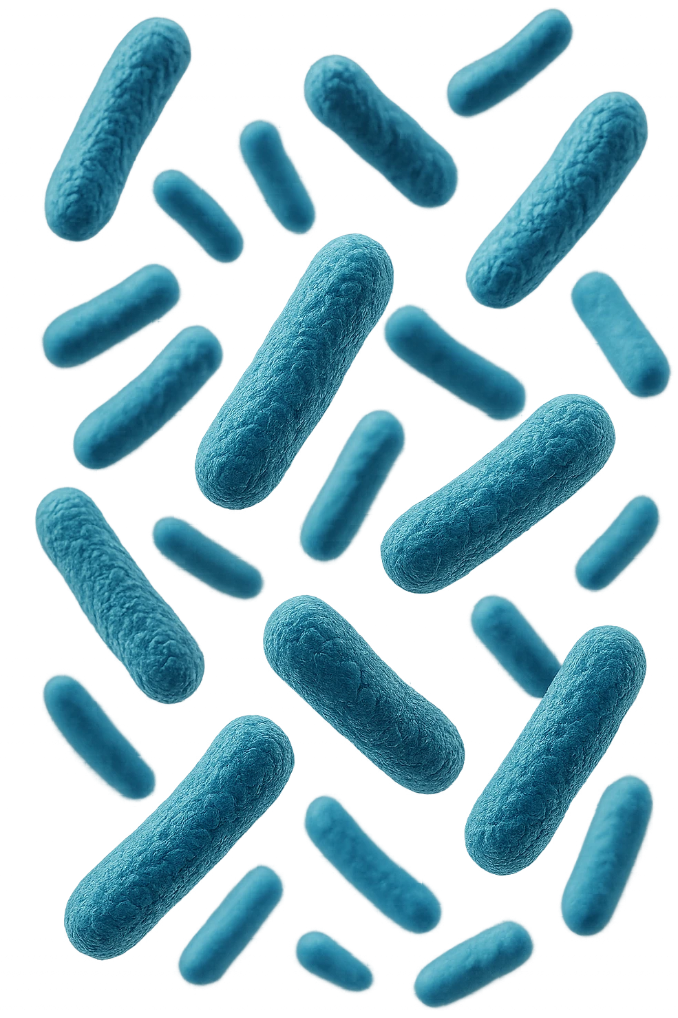 batteri intestinali blu fluttuano in aria, iperrealistici 4k emoji