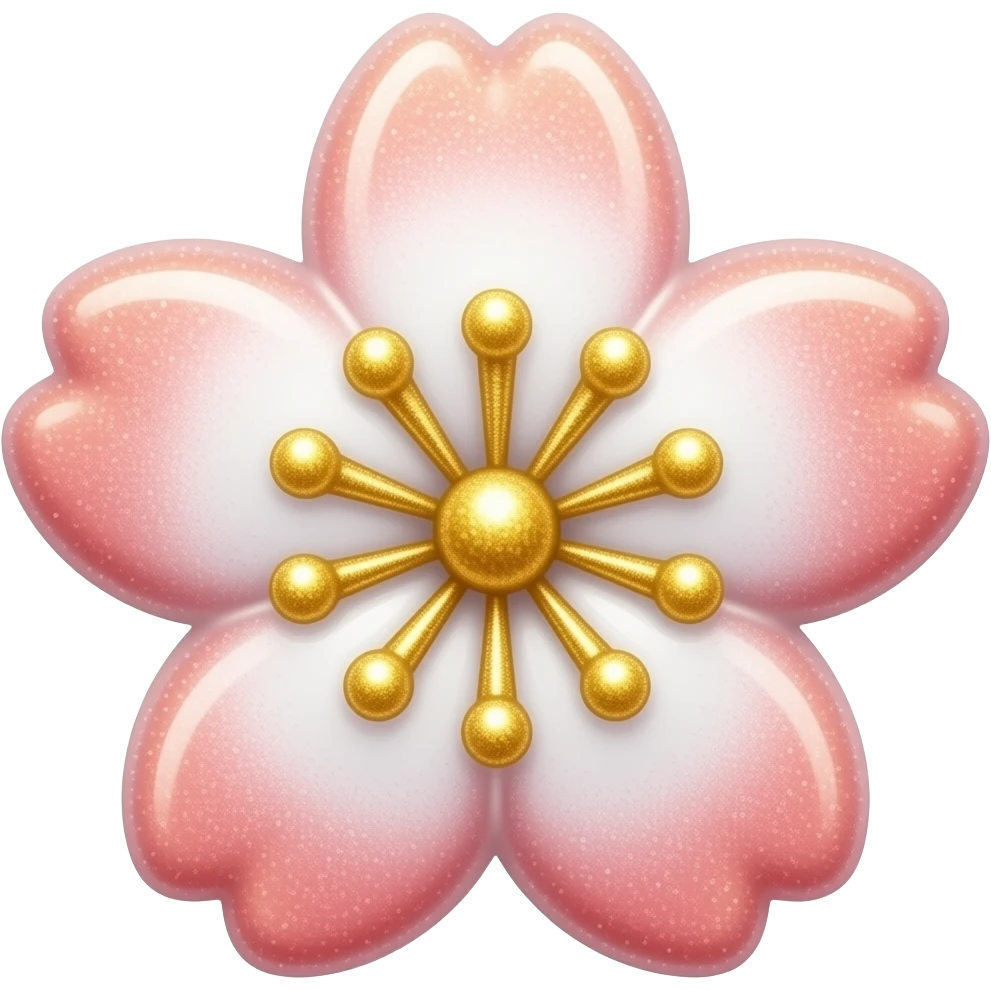 Pastel Sakura-pink and white omamori with shiny glittery gold emoji