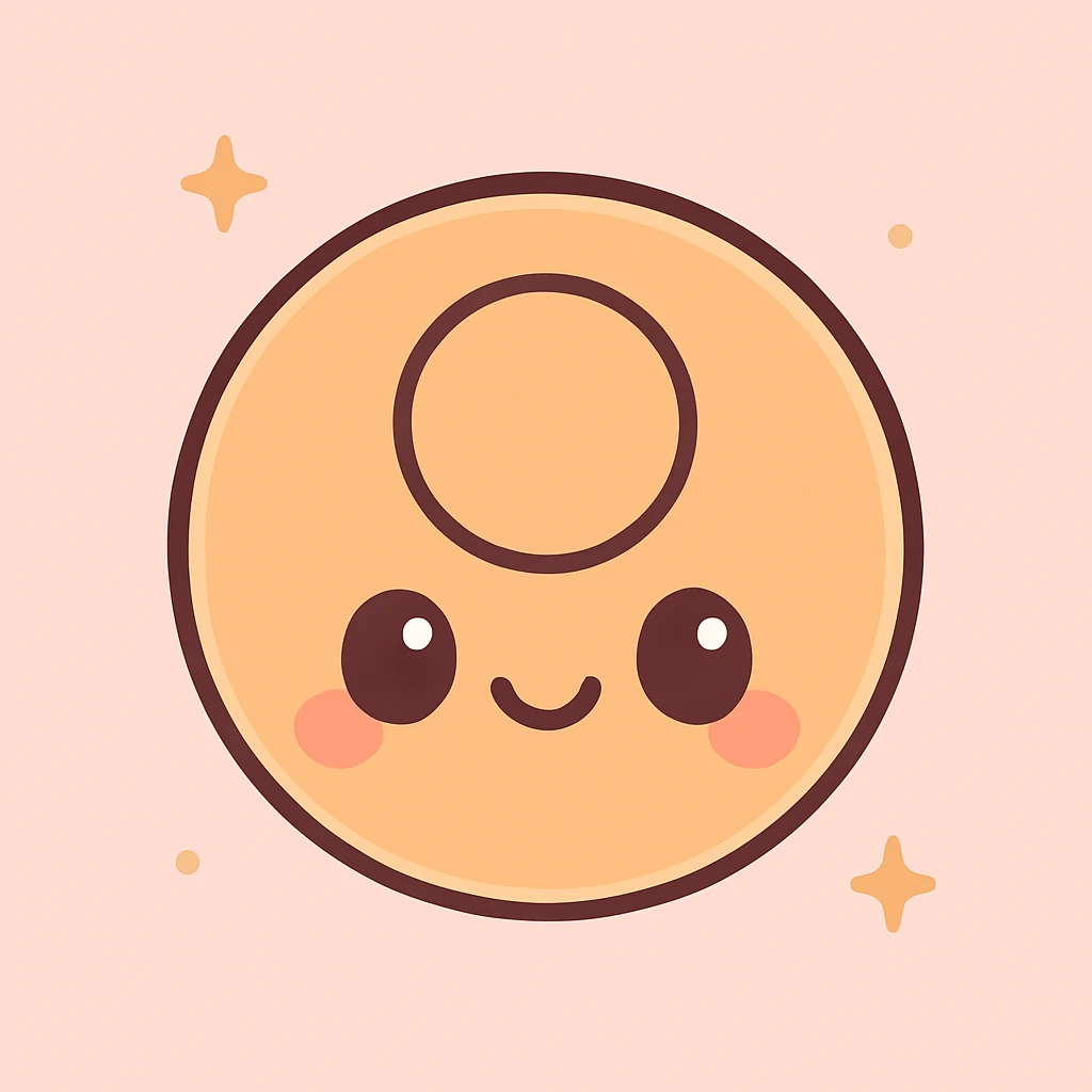 kawaii style dalgona candy with circle shape, inspired by Squid Game emoji