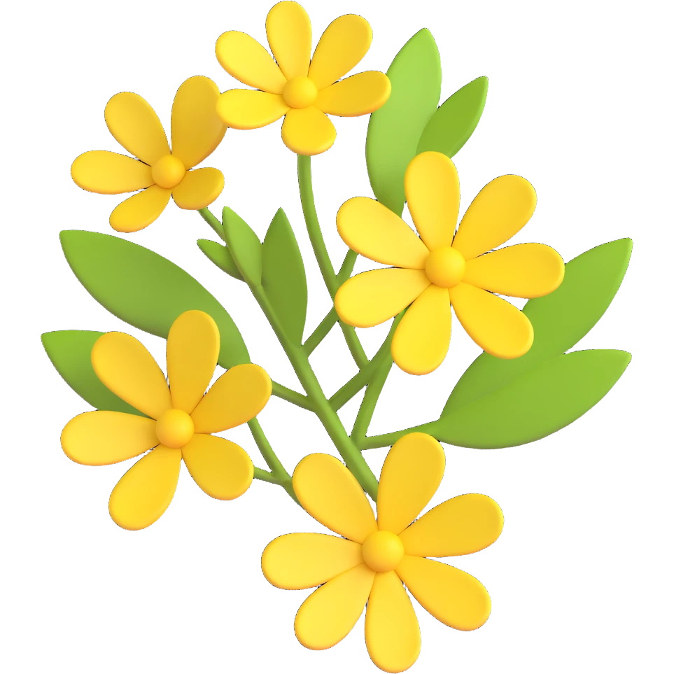 3D emoji style acacia flower, three-dimensional and lively, no background emoji