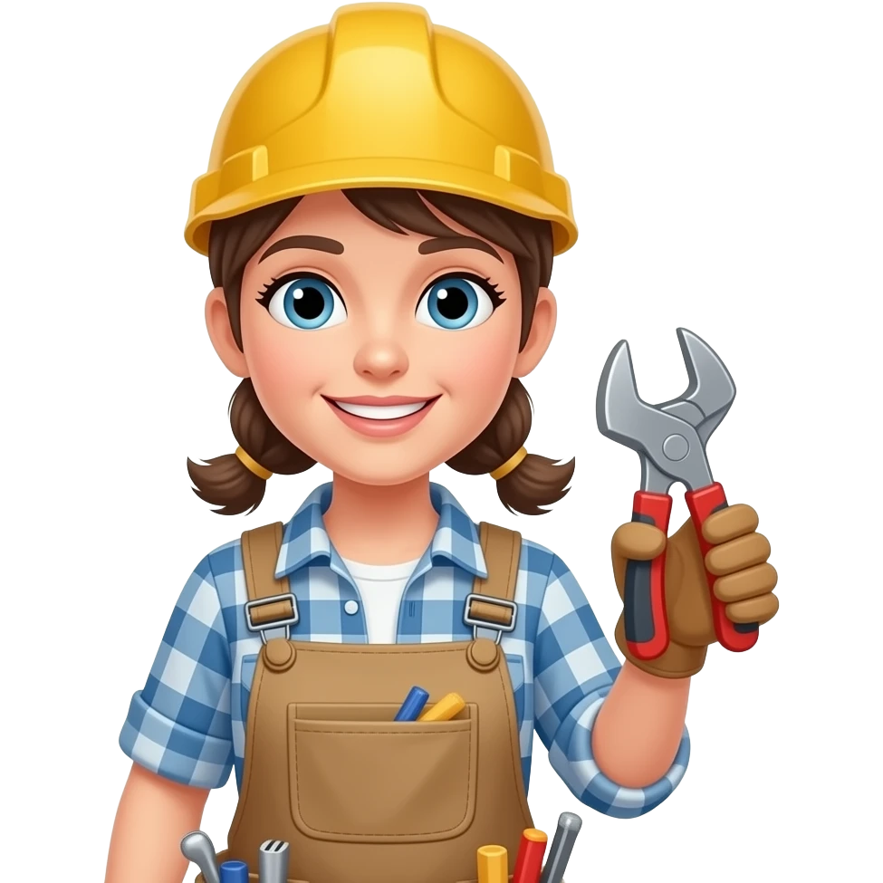 female carpenter with tools emoji