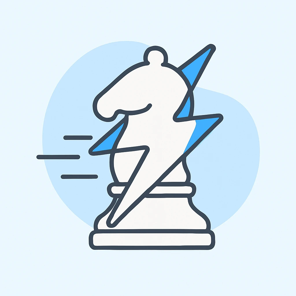 A speedy chess piece, with lightning emoji