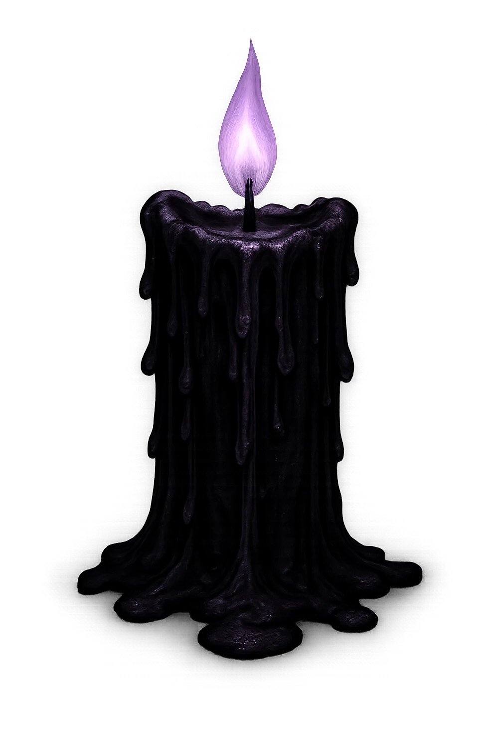 emo-style candle, black and purple, moody, no background emoji