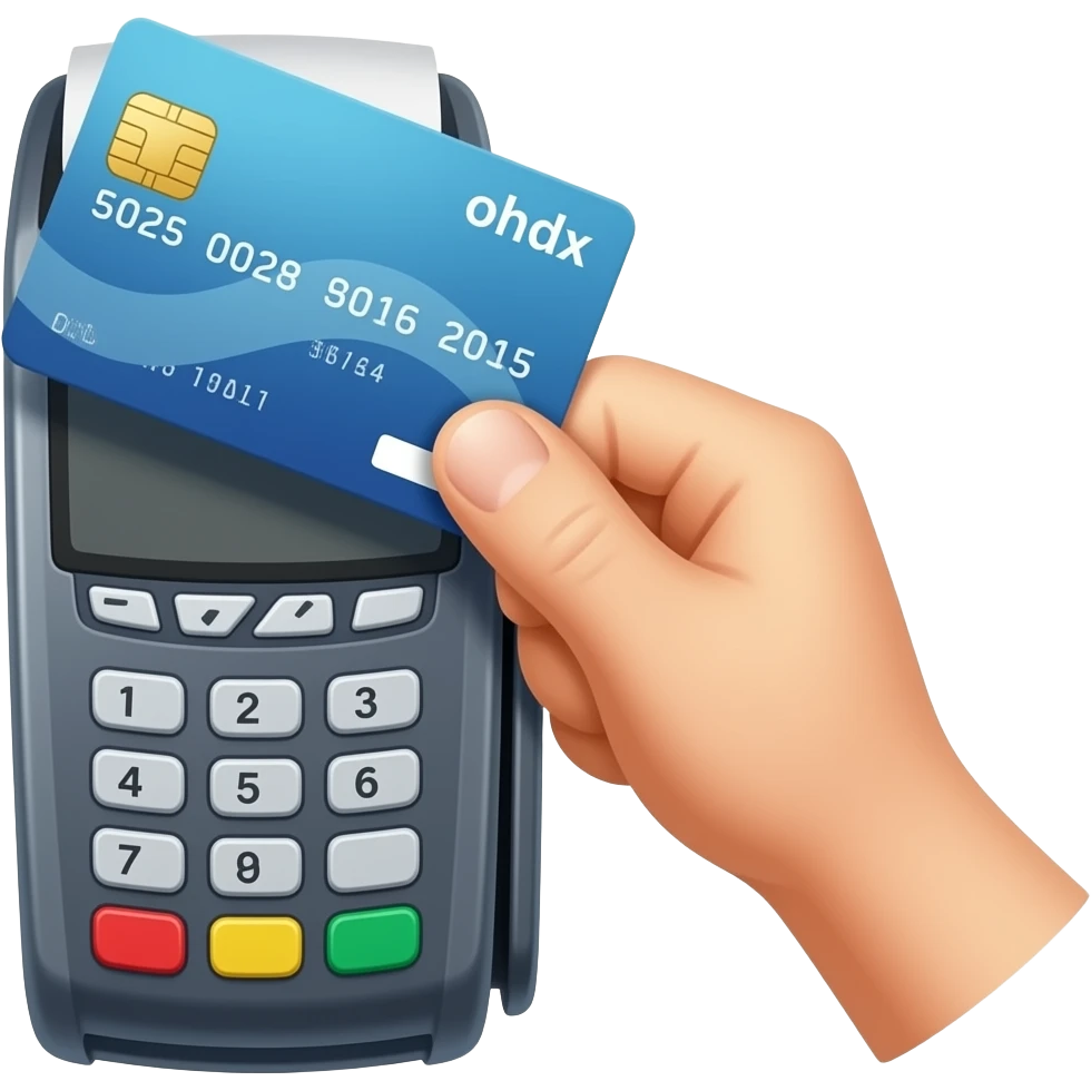 generate a hand holding a credit card to a card machine emoji