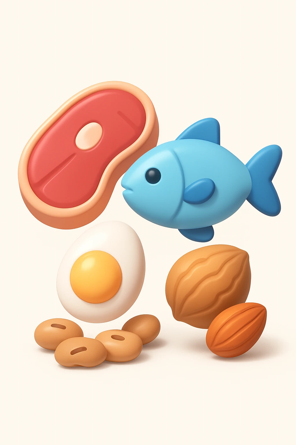 Proteine alimentari su sfondo isolato fammi un icona in 3d emoji