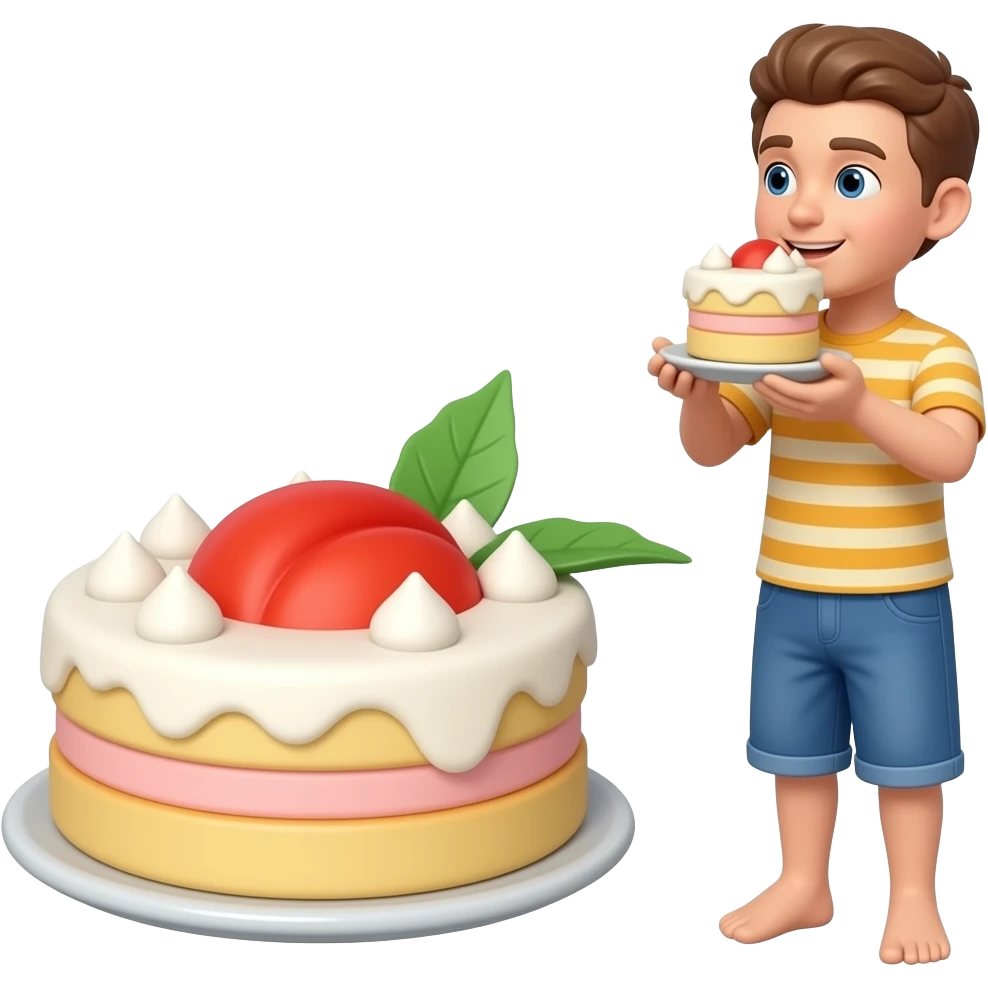 Eating an peach shaped cake emoji