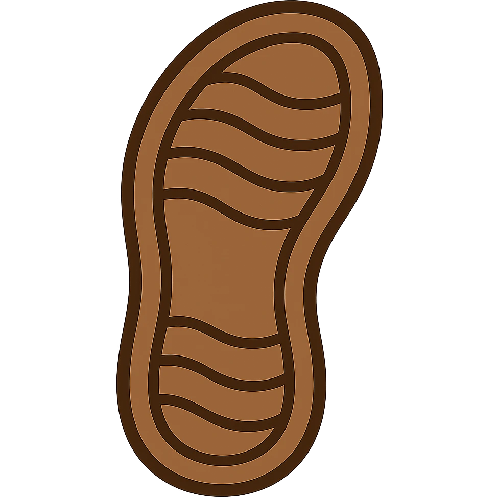 Create an emoji style sandal sole with minimal detail, matching the reference image, but with a slightly darker color. The style should reflect the look of apple style emojis with simple and clean design. emoji