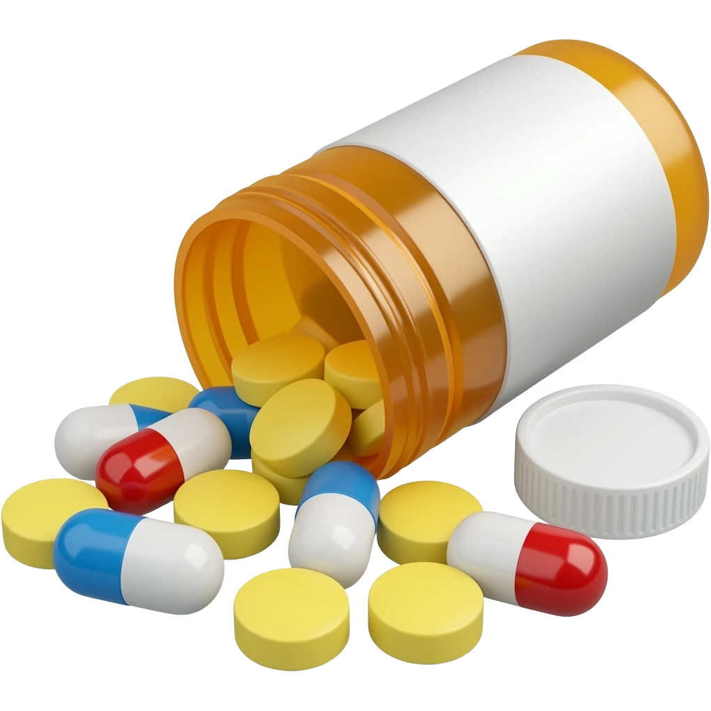 Spilled pill prescripton bottle emoji