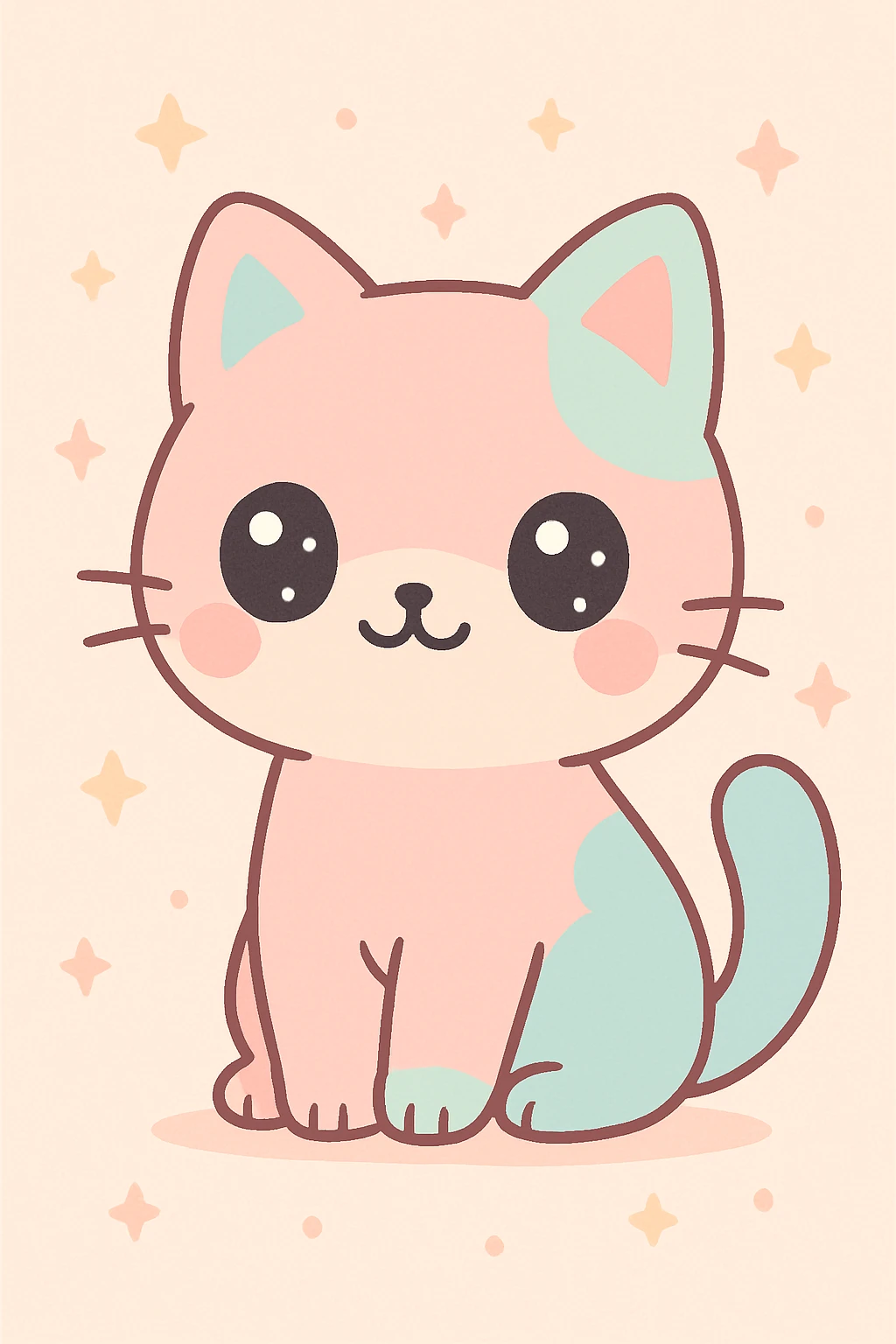 kawaii cat with pastel colors emoji