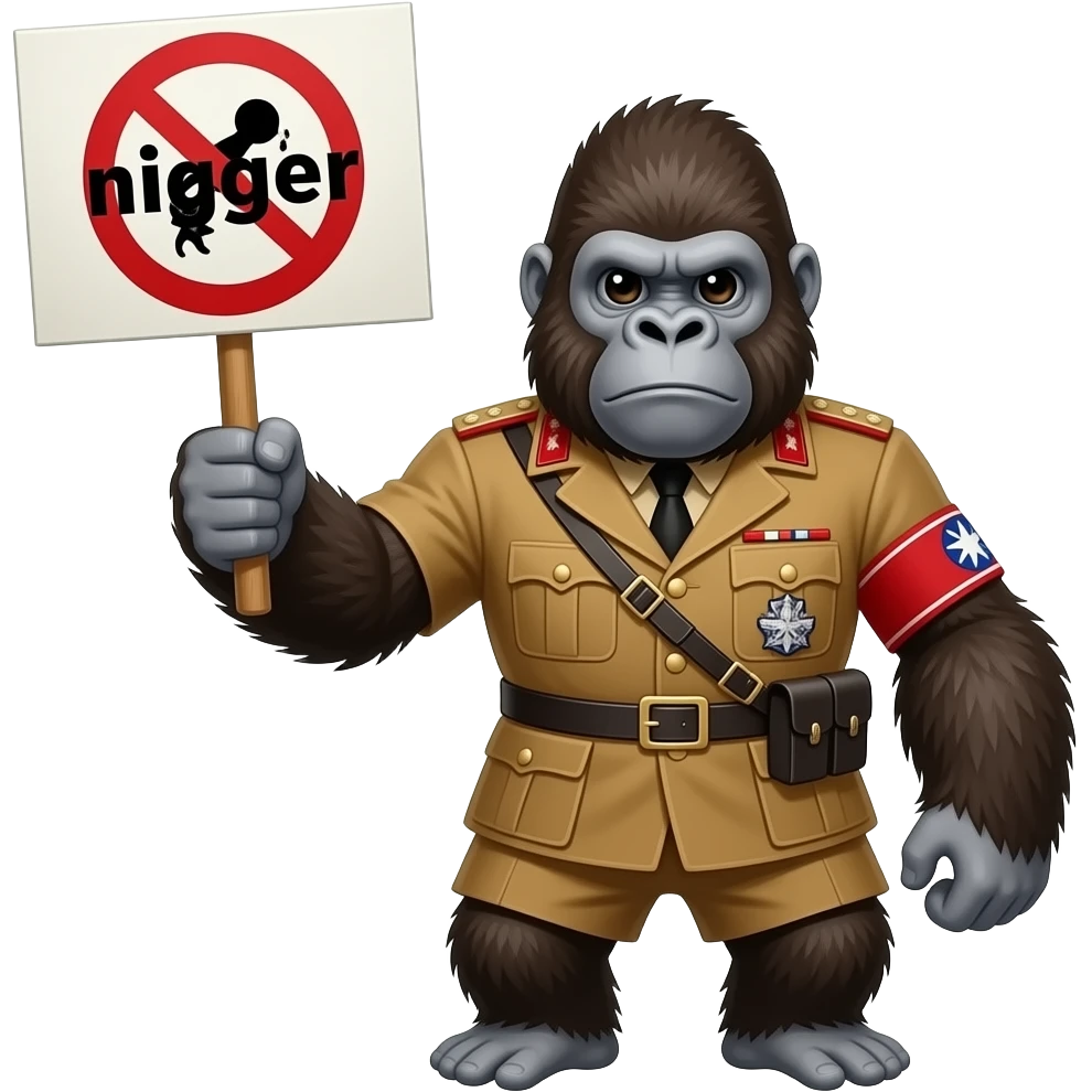 Hitler gorilla holding nigger sign emoji