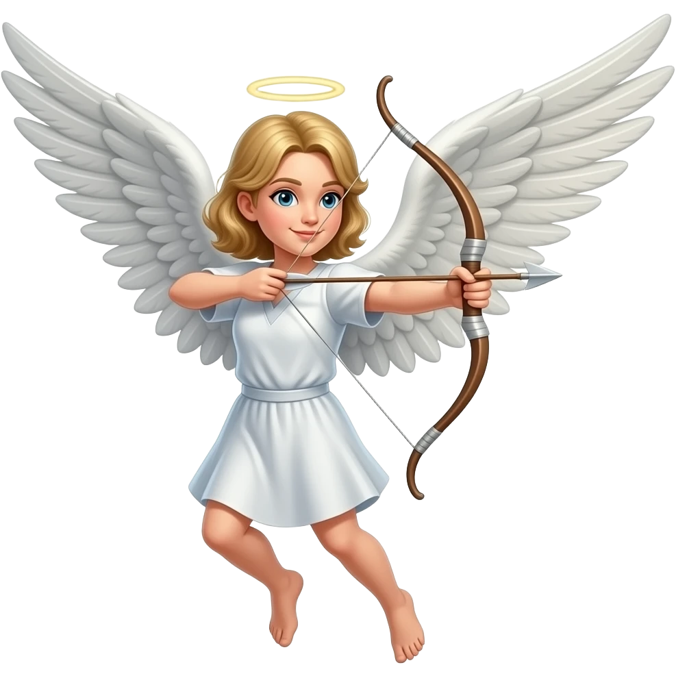 an angel flying shooting bow and arrows emoji