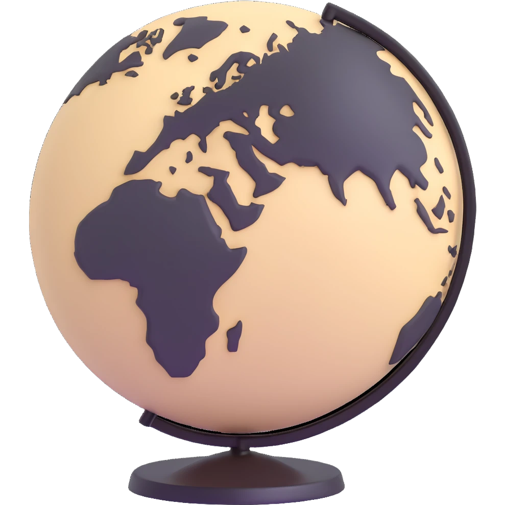 beige world globe, slightly tilted axis emoji