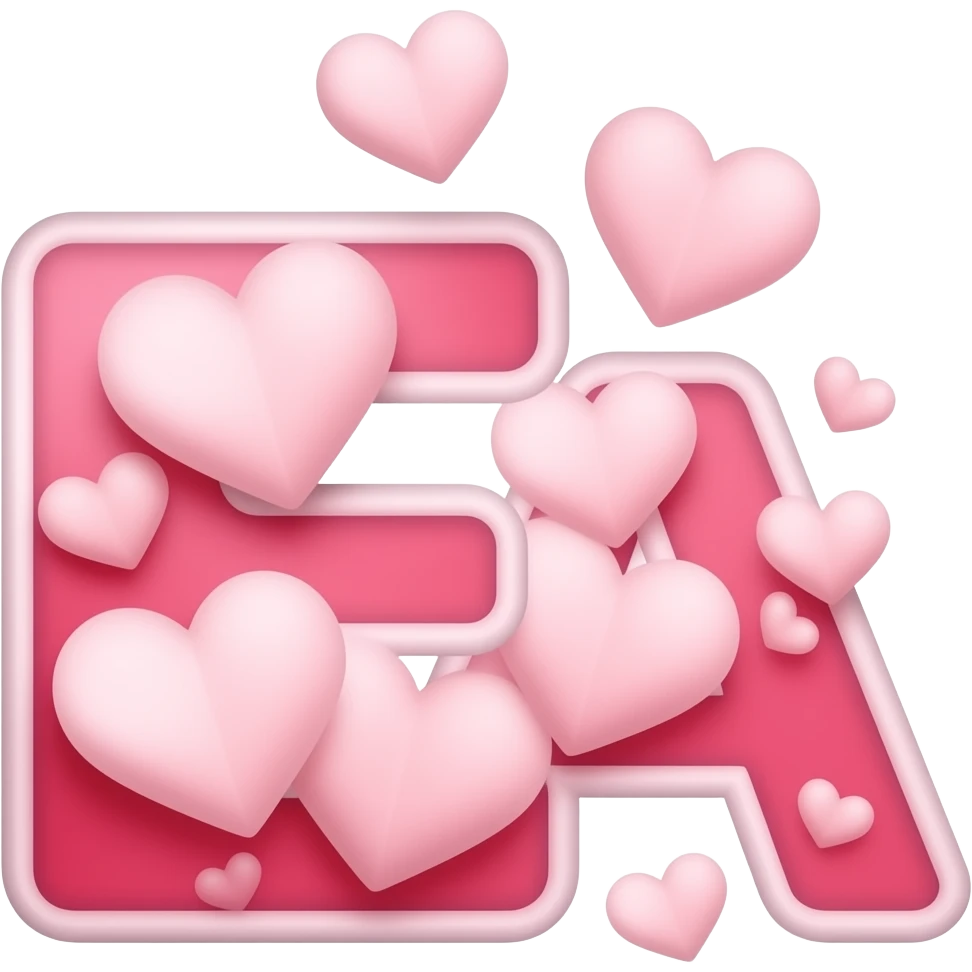 Letra E e A com efeitos de amor emoji