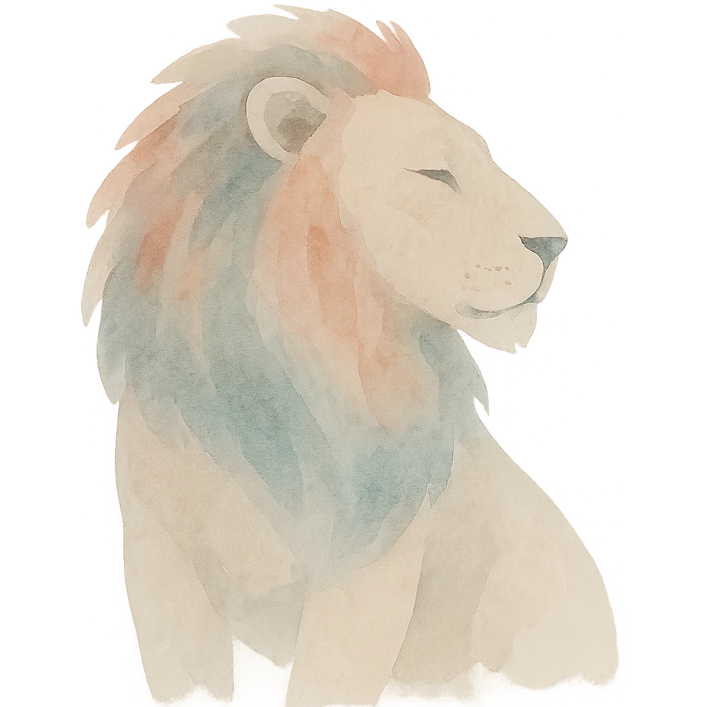 lion watercolor art style emoji