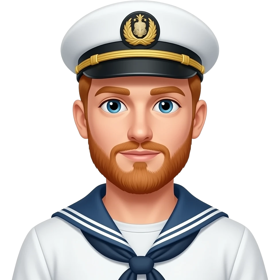redheaded male, short beard, sailor uniform emoji