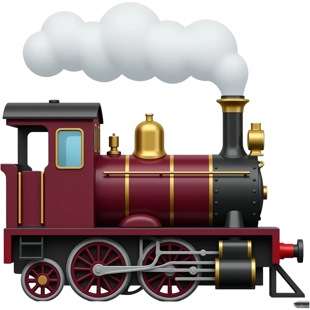 Maroon steam train emoji style side view emoji