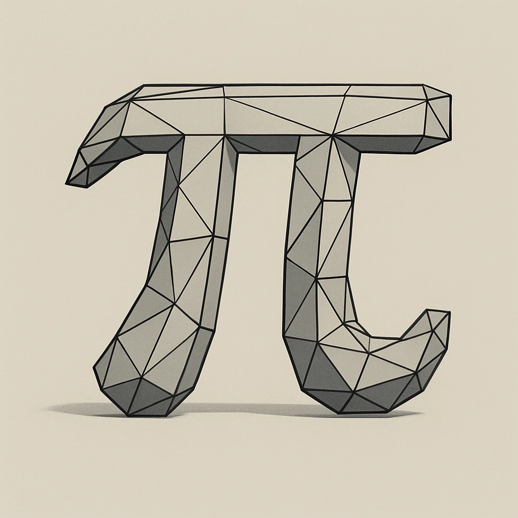 low poly wireframe version of the pi (π) symbol, minimalist and clean emoji