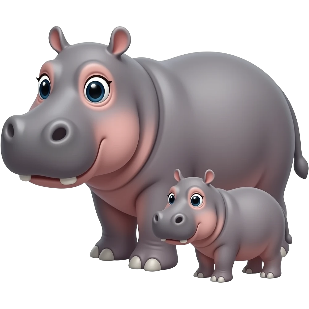 mama hippo and son hippo emoji