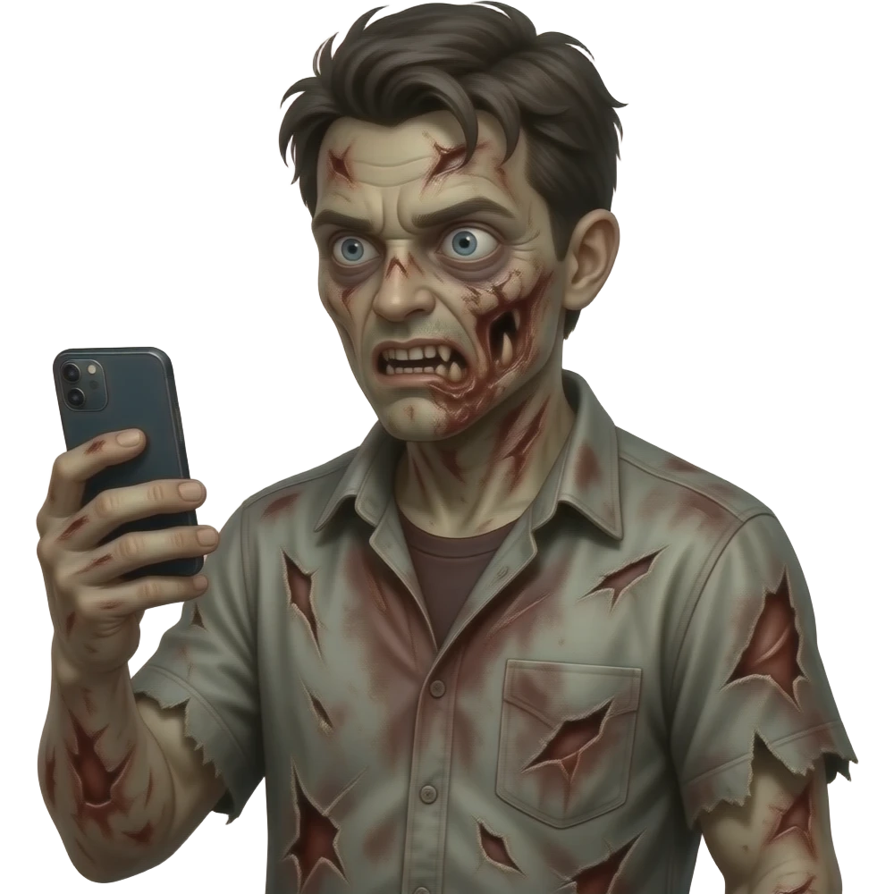 Realistic human Zombie with iphone emoji