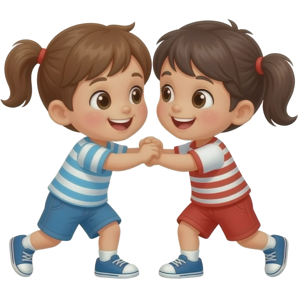 naughty children pushing each other emoji