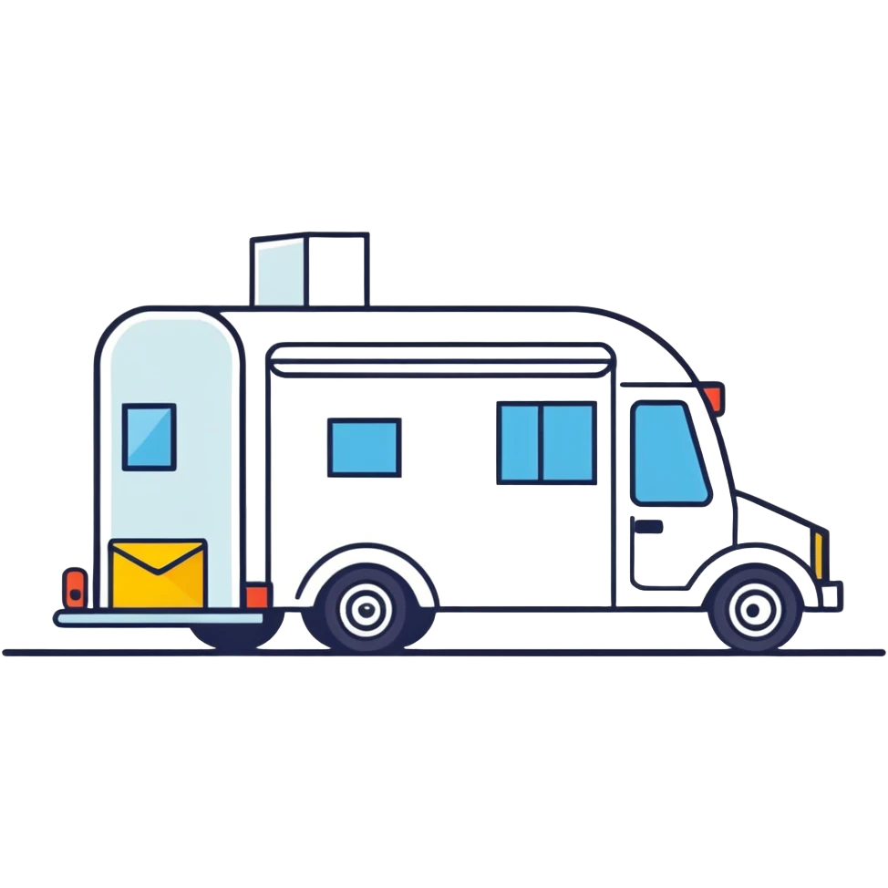 Tiny car chasing mail truck emoji