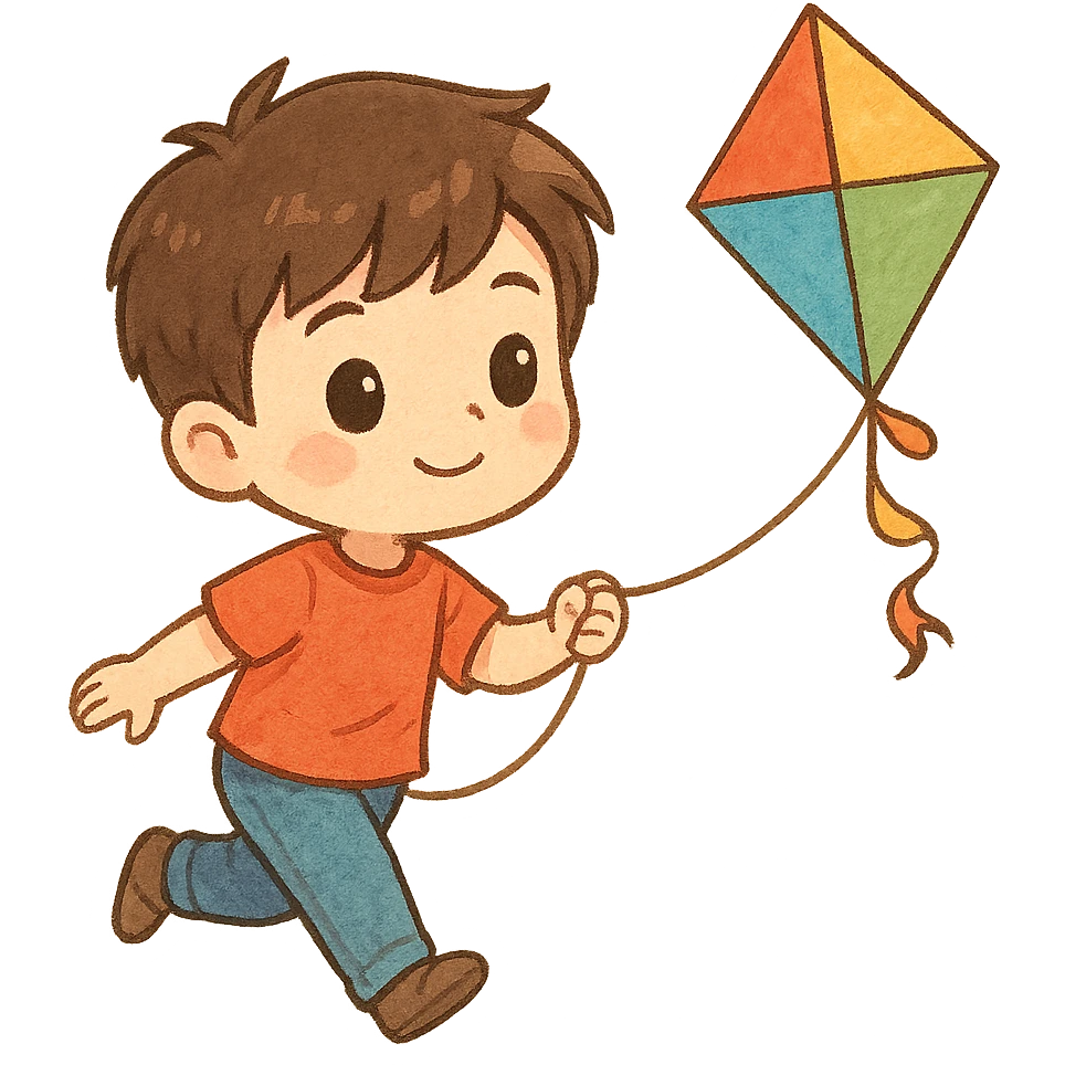 一个男孩正在放风筝 emoji