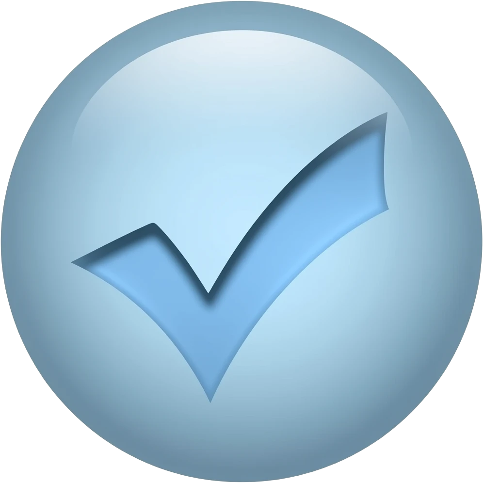 Sirculo azul con una v de verificado sin ninguna palabra emoji