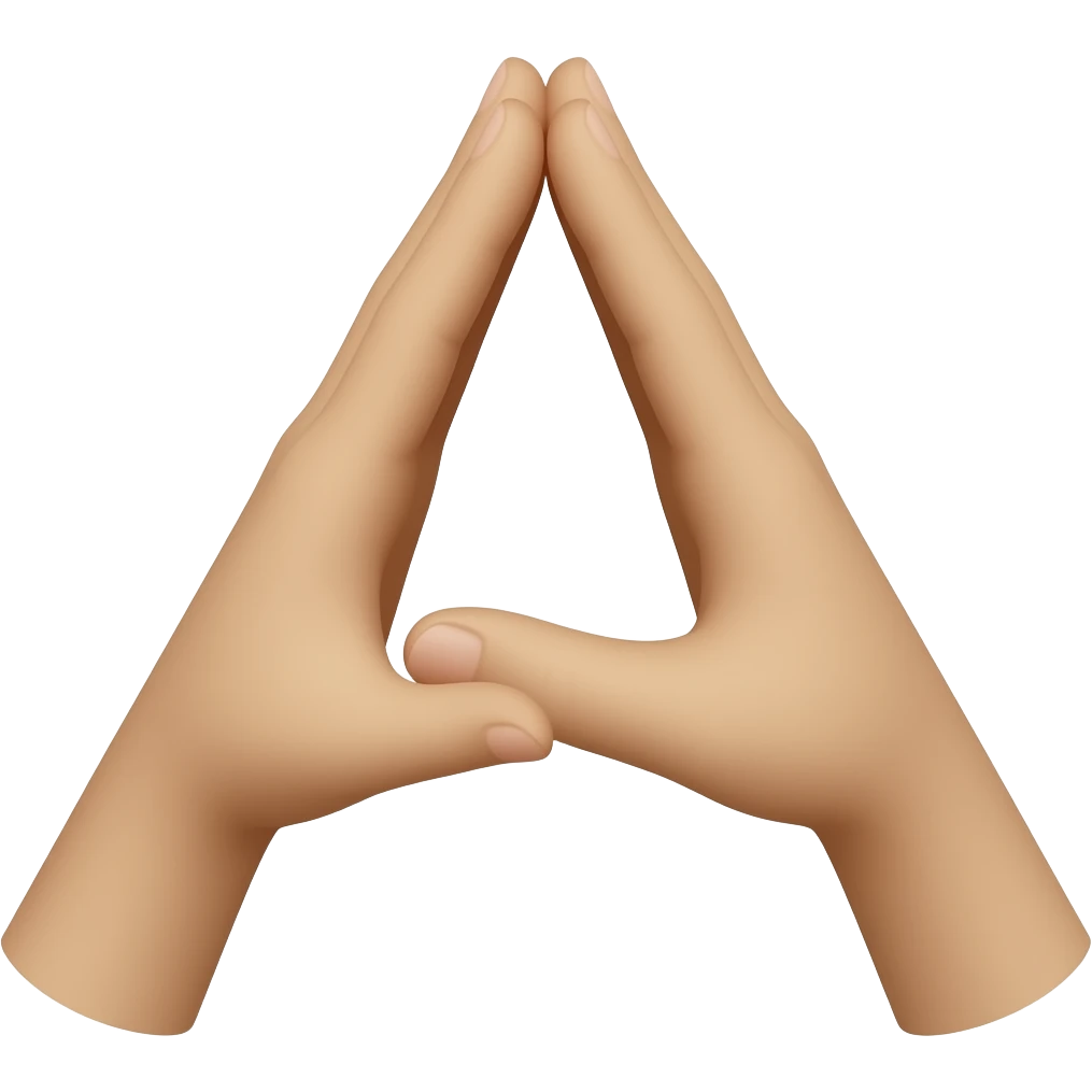 Two hands form a triangle in the style of angine de poitrine emoji