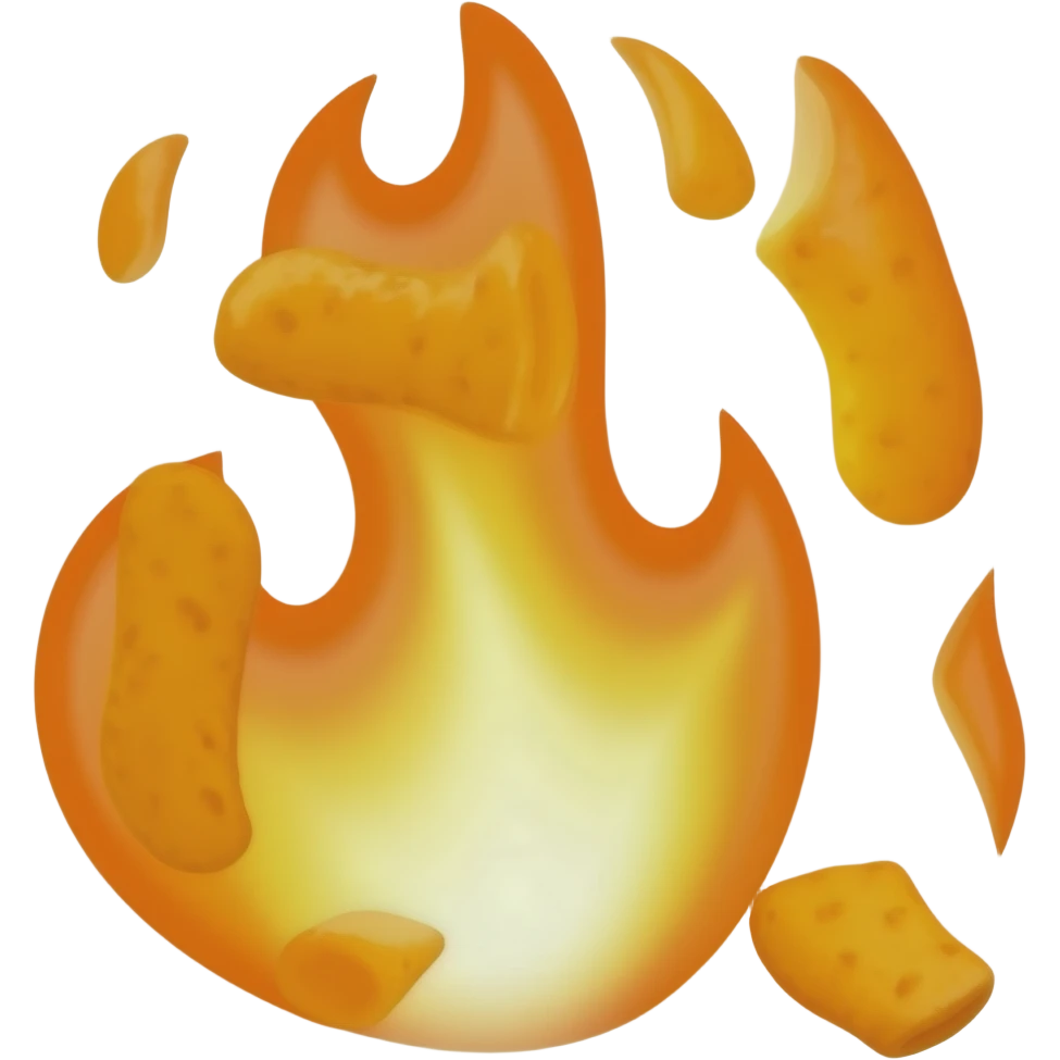 A flaming hot Cheeto emoji